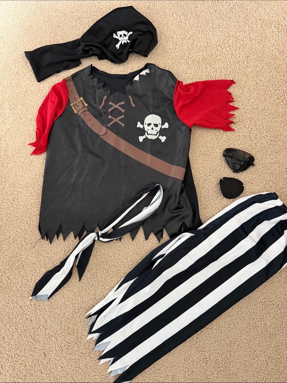Kids Pirate Costume - Red & Black